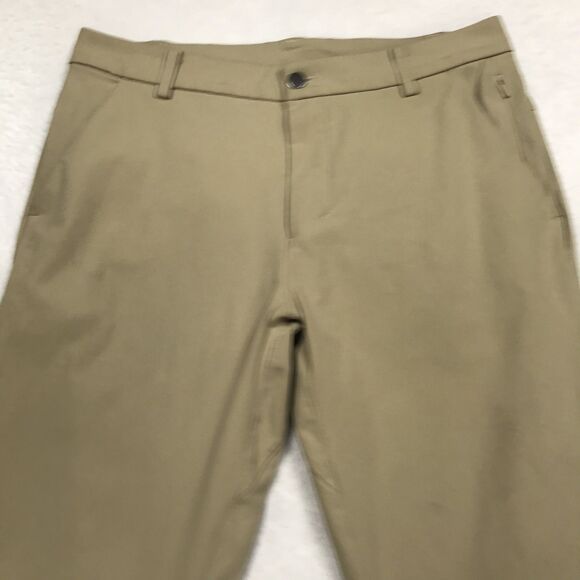 LULULEMON Commission Pants Men 32 (34x31) Tan Classic Fit Warpstreme Performance - Picture 3 of 16